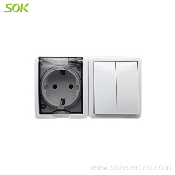 IP44 Block Single Schuko Power Outlet With Shutter